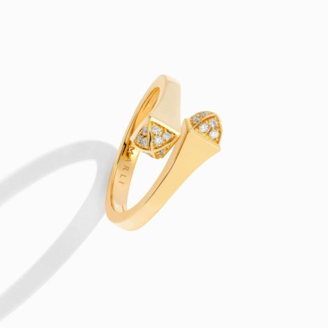 Cleo Gold Slim Ring with Diamond Pyramids
