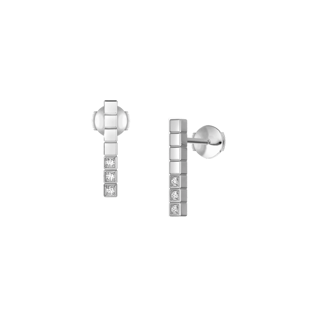 Ice Cube Earrings, Ethical Gold, Half-set Diamond