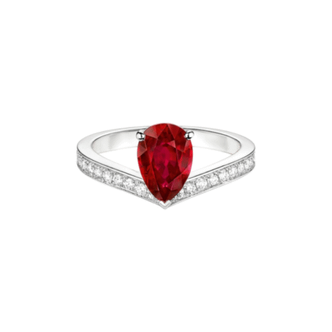 Joséphine Aigrette Solitaire 1ct Ring Platinum, Ruby, Diamonds