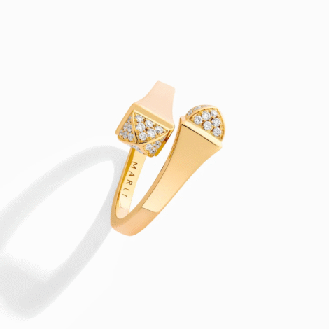 Cleo Gold Midi Ring with Diamond Pyramids